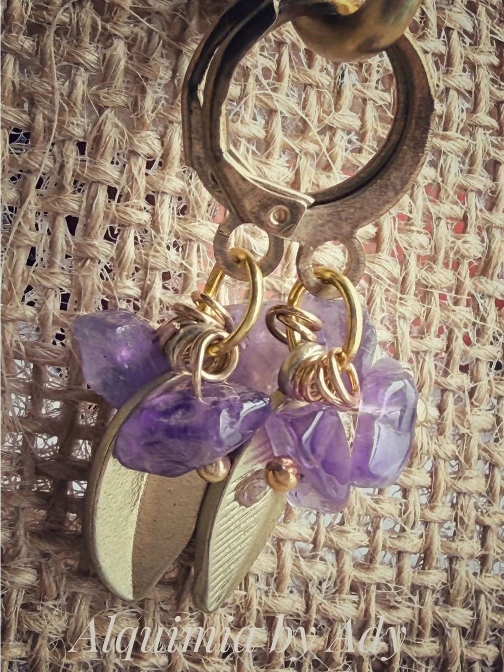 COASTAL COWGIRL Gold Hoops with Purple Amethyst Chip Drops